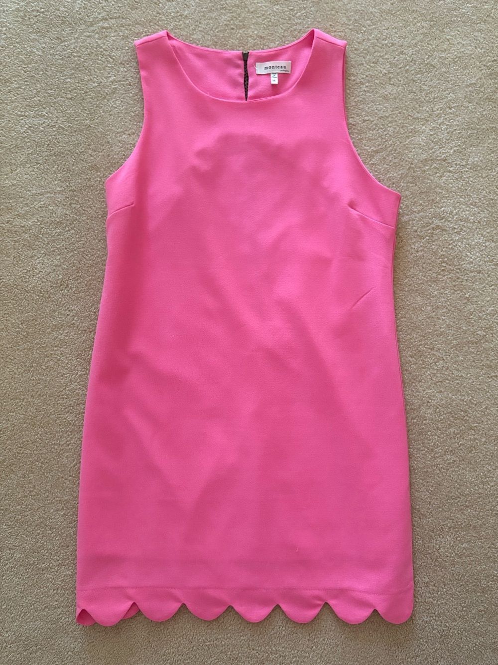 Monteau Vibrant Pink Sleeveless dress with scalloped hemline size M